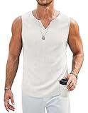 COOFANDY Mens Tank Tops Summer V Neck Sleeveless Tee Shirts White Muscle Tank Men Casual Baisc Tank Texture Knit
