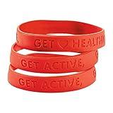 Red Rubber Heart Health Bracelets - 7.5", Pack of 24 - Durable, Comfortable & Stylish - Perfect for Awareness & Support Events