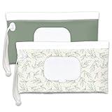 Baby wipes dispenser，portable baby wipes holder for outdoor, Refillable baby wipes container, on the go wet wipe pouch for travel, resuable wipes dispenser for hiking (sage)