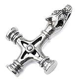 Viking Wolf Cross Necklace 925 Sterling Silver - Large Mens Icelandic Thors Hammer Fenrir Pendant - Amulet Norse Nordic Gothic Jewelry for Men - Fathers Day Gifts - Handmade
