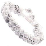 MASSIVE BEADS Natural Chakra Healing Power Crystals Macrame Bracelet Yoga Double Layer Stone Beads Gemstone Meditation Relax Anxiety Bangle for Unisex Women Men (Howlite, 6mm)