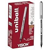 uni-ball(R) Vision(TM) Rollerball Pens, 0.7 mm, Fine Point, Gray Barrel, Black Ink, Pack Of 12, 60126