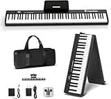 FingerBallet Portable Piano Keyboard, Semi-Weighted Folding Digital Piano 88 Key, Full Size, Wood Grain, Electric Piano Keyboard w/MIDI Bluetooth, Suitable for Adult, Toddler, Kids