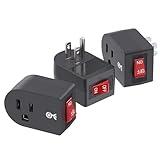 [ETL Listed] Cable Matters 3-Pack Grounded Outlet Switch with ON Off, Plug Switch ON Off, Single Outlet Adapter ON/Off, Black
