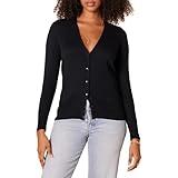 Amazon Essentials Women's Lightweight V-Neck Cardigan Sweater (Available in Plus Size), Black, Large