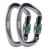 Climbing Locking Carabiner Clip Rappelling - Thorn 25KN Heavy Duty Large Screwgate Carabiners Clips for Rock Climbing,Mountaineer,Hammock,Camping,Gym,Dark Grey Pack of 2