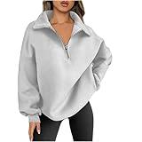 Today Items Womens Quarter Zip Sweatshirt Trendy Long Sleeve Solid Pullover Oversized Loose Casual Cozy Fall Winter Y2k Tops Coat Sudaderas Con Capucha Para Mujer