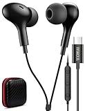 USB C Headphone for Samsung S23 FE S22 S21 S20 A53 A54 Wired Earbuds Magnetic in-Ear Type C Earphone with Microphone Volume Control Bass Stereo Noise Canceling for iPhone 15 Pro Max Pixel 6 6a 7a 8 5