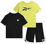 Reebok Toddler Boys Short Set - 3 Piece Summer Outfit with 2 T-Shirts & Shorts - Activewear Clothes for Toddler & Little Boys, Size 5-6, Black
