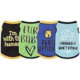 Elevate Your Pet's Seasonal Style with Playful Panache: 4-Piece Set of Dog Shirts Featuring Hilarious Printed Patterns for Airy Comfort in Summer and Fall Classic Set 2 Medium