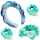 ATROCH Tie Dye Spa Headband, 4 Pcs - Soft & Stretchy Headbands for Women for Washing Face, Bubble Skin Care, Makeup, Head Band for Face Wash, Shower Hair Accessories, Girls, Bow Tie Hair Band