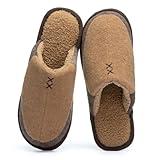 GOEWY Mens Two-Tone Scuff Slippers with Memory Foam Cozy Warm Slip On House Shoes for Indoor Outdoor Gifts for Men Him Dad
