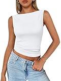 Trendy Queen Women Going Out Summer Tank Tops Spring Casual Basic Cute 2025 Sleeveless Shirt Vacation Fashion Outfit Clothes White L