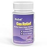 RXZELL Gas Relief, Maximum Strength Simethicone 250mg, 120 Softgels - Anti Flatulence Relieves Gas Fast, Bloating Aid, Stomach Discomfort, Fullness and Pressure Relief Pills