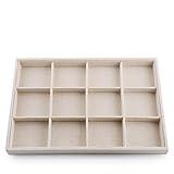 Oirlv Stackable 12 Girds Jewelry Trays Jewelry Storage Tray Showcase Display Organizer(13.8" X 1.4"X 9.4")