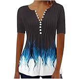 Dressy Blouses for Women Summer Tops for Women 2025 Trendy Boho Floral Print Tunic Shirts Short Sleeve Button v Neck Tshirt Casual Loose Blouse Women Clothing 2025 Black 4X