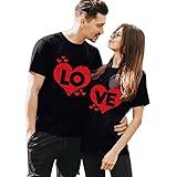Couple Shirts for Him and Her, Matching T Shirts for Couples Short Sleeve Funny Graphic Couples Shirts Breathable His and Her Blouse Tops Z5-Black XL
