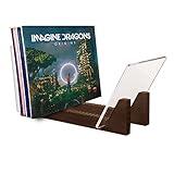 KAIU Vinyl Record Storage - Solid Wood with Crystal Clear Acrylic Holder - Premium Design, Perfect 12" LPs or 7" Singles Display Unit - Stores and Supports up to 50 Albums (Walnut)