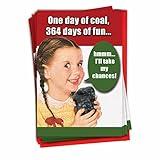 NobleWorks - 12 Funny Christmas Cards Blank - Boxed Set of Merry Christmas and Holiday Notecards, Humor (1 Design, 12 Cards) - One Day of Coal B1127K
