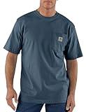 Carhartt Mens Loose Fit Heavyweight Short-Sleeve Pocket T-Shirt Work Utility t Shirts, Bluestone, Large US