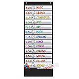 Godery Daily Schedule Pocket Chart, 13+1 Scheduling Pocket Chart with18 Dry-Eraser Cards, Educational Charts for Classroom Office Home Preschool Activity (Black)
