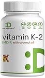 Vitamin K2 MK-7, Infused with Virgin Coconut Oil Softgels | Premium Menaquinone-7 Form, Easily Absorbed Vitamin K Supplement – Bone, Joint, & Immune Support – Non-GMO