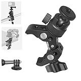 Super Clamp Camera Mount with 360° Ball Head, Action Camera Adapter, 1/4"-3/8" Thread, 6.6 LB/3 KG Load-Bearing Motorcycle Bike Bicycle Pole Tube Tripod Desk Camera Mount for Light Insta360 DSLR