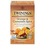 Twinings Orange & Cinnamon Spice Tea, Naturally Caffeine-Free Sweet and Spicy Tea with Rooibos, Orange, and Cinnamon, Herbal Tea Bags Individually Wrapped, 20 Count