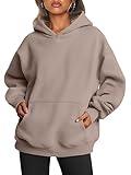 Trendy Queen Womens Oversized Hoodies Fleece Sweatshirts Fall Fashion 2025 Pullover Sweaters Winter Clothes Coffee Grey S