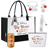 Paterr 24 Pcs Back to School Appreciation Gifts for Teacher Appreciation Gifts Bulk Thank You Inspirational Tote Bags(Big Heart)