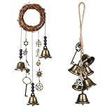 Jetec 2 Pieces Witch Protection Door Hangers Wind Chimes Wreath Handmade Hanging Bells Wiccan Magic for Home Doorknob Witchcraft Decorations (Novel Style)