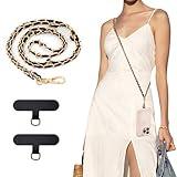 TiMOVO Universal Phone Lanyard, Metal Cell Phone Chain Anti-Theft Crossbody Strap for iPhone 16, 15 and Most Smartphones, Cell Phone Neck Holder for Women, Gold & Black