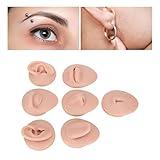 Soft Silicone Body Part Model, Body Piercing Practice kit, Simulation Silicone Ear Eye Nose Mouth Tongue and Belly Button Model for Novice Piercer Teaching Instruction (Medium Skin Color)