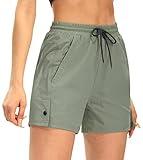 AFITNE Women's Hiking Shorts Quick Dry Lightweight Golf Active Water Shorts with Pockets for Work Outdoor Camping Fishing Sage Green M