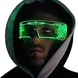 Fency LED Light Up Glasses with 7 Colors - LED Visor, Luminous, Flashing/Fixed Light Colors, Glow in The Dark - Cyberpunk Futuristic Cosplay Glasses for Adults