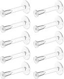 WildVibe 16g Bioflex Labret Clear Piercing Retainers - 10pc Set - Plastic Piercings Stud Earrings for Sports, Work, Surgery - Helix, Tragus, Lip, Medusa, Monroe (6mm, 8mm)