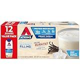 Atkins Creamy Vanilla High Protein Shake, 15g Protein, Low Glycemic, Low Carb and Low Sugar Shakes, Keto Friendly, 12 Vanilla Flavored Protein Shakes