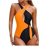 for Couples Unique 2024 One Piece Swimsuit Women 2025 Crissover Cutout Colorblock O Ring Tie Knot Bathing Suit Sexy Vintage Slimming Swimwear One Piece Swimsuit Women