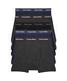 Calvin Klein Men's Cotton Classics 5-pack Boxer Brief, 2 Blue Shadow Body W/Blue Shadow Waistband, 2 Charcoal Heather Body W/Charcoal Heather Waistband, 1 Black Body W/Black Waistband, Large