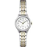 Timex Women's Easy Reader 25mm Watch – Silver-Tone Case White Dial with Two-Tone Expansion Band