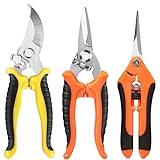 EWPJDK 3-Pack Stainless Steel Pruning Shears, Pruning Snips and Clippers for Gardening