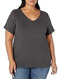 Amazon Essentials Women's Plus Size Short-Sleeve V-Neck T-Shirt, Charcoal Heather, 2X