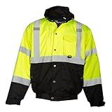 Kishigo Unisex High Visibility Reflective Ripstop Bomber Jacket JS130, Zipper Closure, ANSI 107 Type R / Class 3, Construction, Roadwork, Traffic, Warehouse, Utility, Security, Outdoor (Lime, XL)