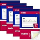 4 Packs Invoice Book for Small Business 2-Part Carbonless, 5-1/8”x7-29/32” Receipt Book for Small Business, White/Canary Invoice Receipt Book, Purchase Order, Sales Order(50 Sets per Book)