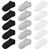 GENTABY 15 Pairs Kids Low Cut Ankle Socks for Boys Girls 1-2, Breathable Lightweight No-Show for Sneakers Sports School, Durable Moisture-Wicking Toddler Children Socks