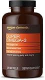 Amazon Elements Super Omega-3, EPA & DHA Omega-3 fatty acids (1280 mg per Serving, 2 Softgels), Natural Lemon Flavor, 120 Count (Packaging may vary)