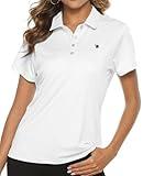 TBMPOY Women's Polo Shirts Short Sleeve Quick Dry Sun Protection Golf Tops T-Shirt Activewear Lightweight White L