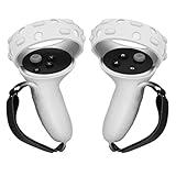 TNP Controller Grips for Oculus Quest 2 / Meta Quest 2 Knuckle Strap White VR Touch Controller Hand Grip Cover Protector Sleeve with Anti-Throw Adjustable Straps