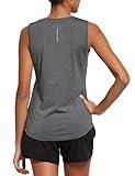 baleaf Women's Workout Tops Sleeveless Running Yoga Tops Gym Atnletic Shirts Activewear Gray Size L