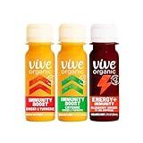 Vive Organic Wellness Shots Fridge Stock Up Variety Pack | 12 Immunity Boost Orginial | 12 Immunity Boost Cayenne | 12 Energy + Immunity (2 oz Shots, Pack of 36)